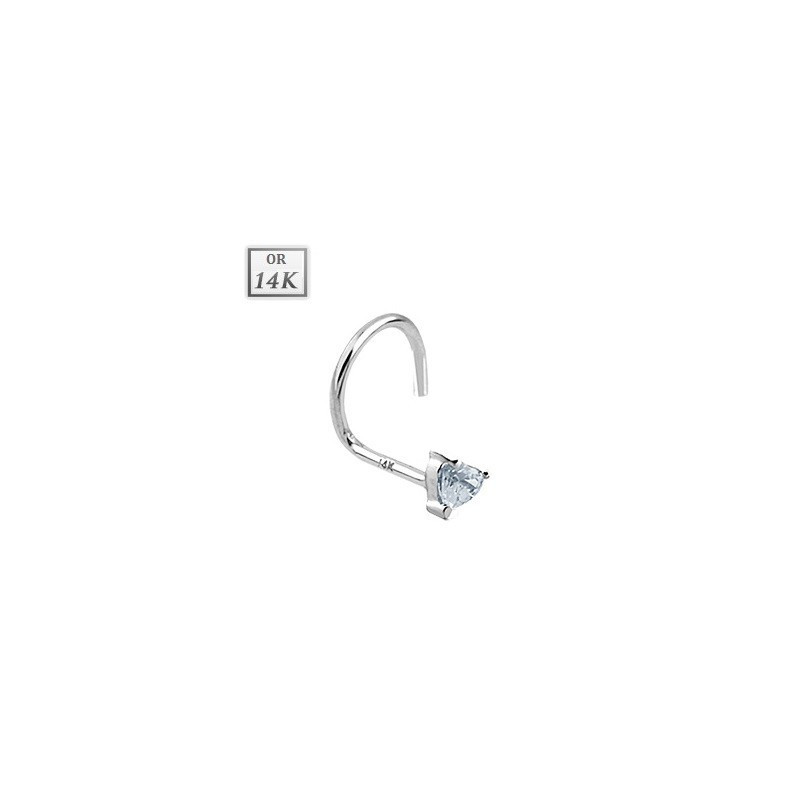 Piercing Nez Or Blanc Coeur Cristal Piercing Tarawa