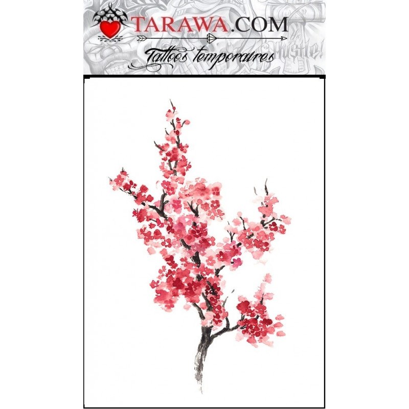 Tatouage éphémère temporaire Fleurs de cerisier rose